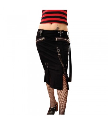 Women Gothic Black Long Zipper Skirt Ladies Short High Waist Goth Skirt